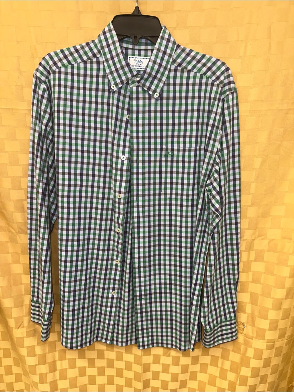 Southern Tide Green & Blue Gingham Button-Down Shirt